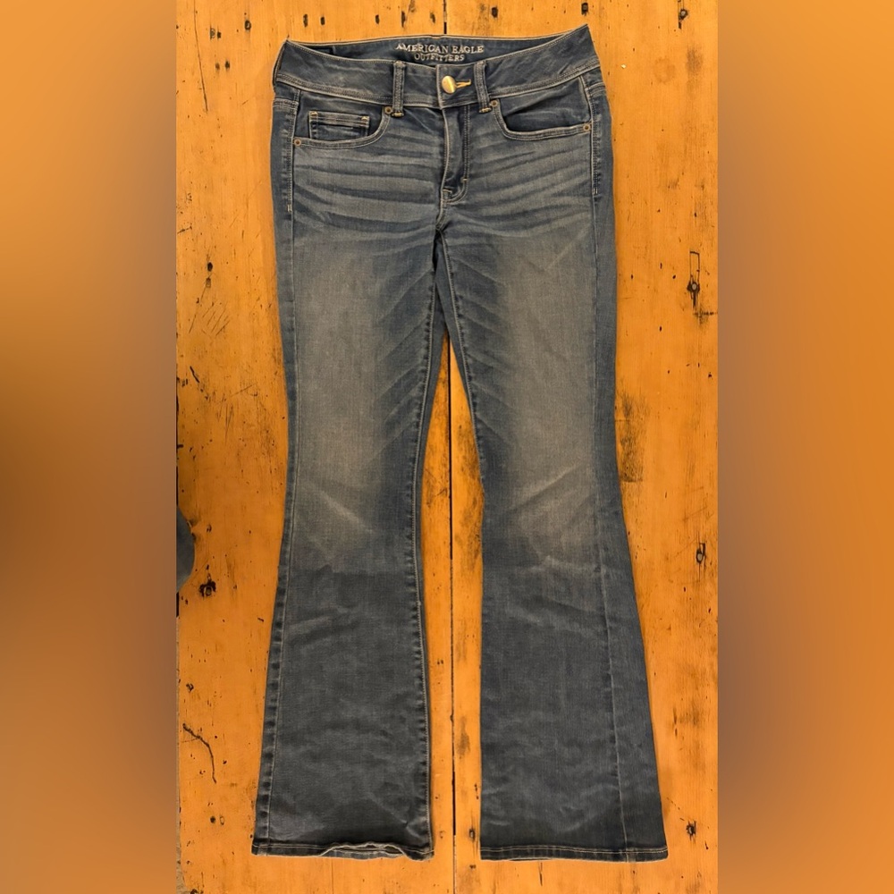 Y2K American Eagle Outfitters Blue Flare Kickboot stretch Jeans US 6 VGUC